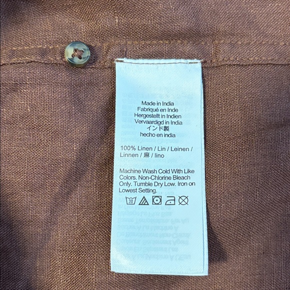 J. Crew Ruffle-trim Button-Up Shirt in Linen Roasted Cocoa XSmall - Picture 5 of 6